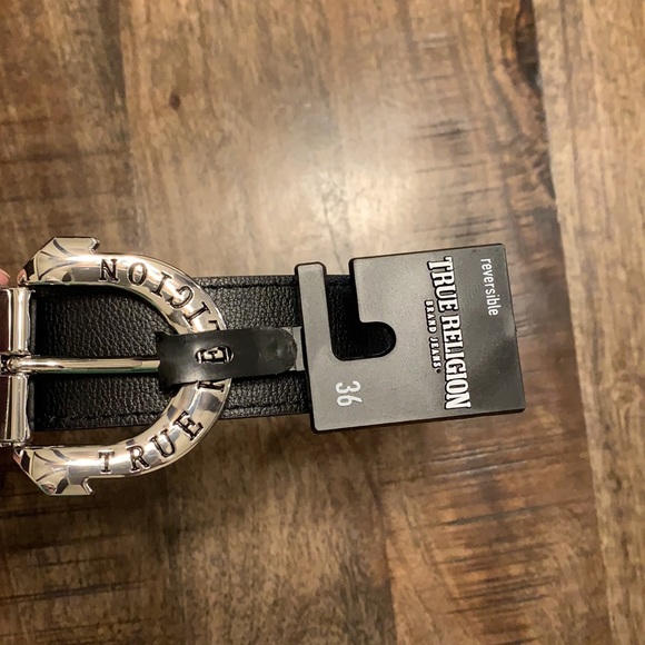 True Religion Mens Reversible Belt Black/Brown - Picture 5 of 8